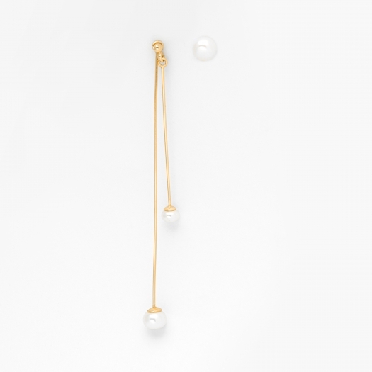 Kolczyki asymetryczne z perłami, srebrne pozłacane